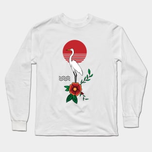 Gray heron at sunrise Long Sleeve T-Shirt